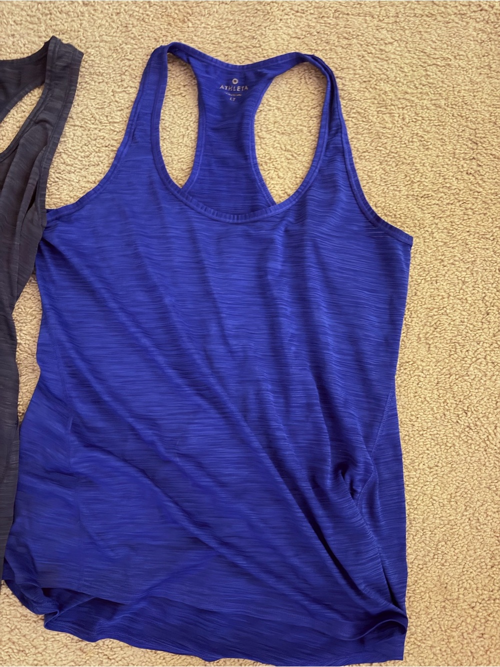 Athleta Bundle, Electric Blue and a Blue/Grey Racerback Tanks. Large Tall